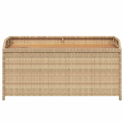 Storage Bench Mix Beige 39.4"x19.7"x20.5" Poly Rattan and Acacia Wood
