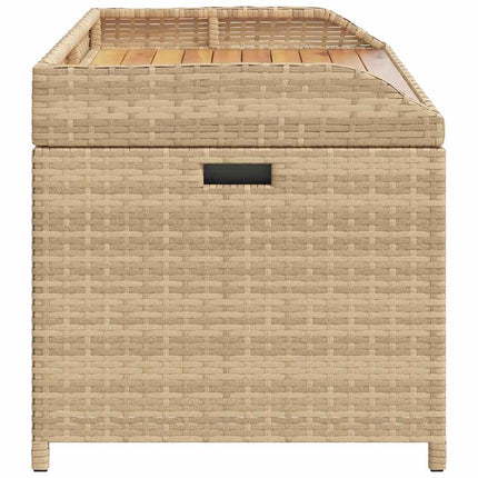 Storage Bench Mix Beige 39.4"x19.7"x20.5" Poly Rattan and Acacia Wood