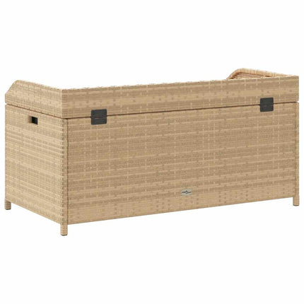 Storage Bench Mix Beige 39.4"x19.7"x20.5" Poly Rattan and Acacia Wood