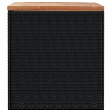 Patio Storage Box Black 43.3"x19.7"x21.3" Poly Rattan Acacia Wood