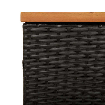 Patio Storage Box Black 43.3"x19.7"x21.3" Poly Rattan Acacia Wood