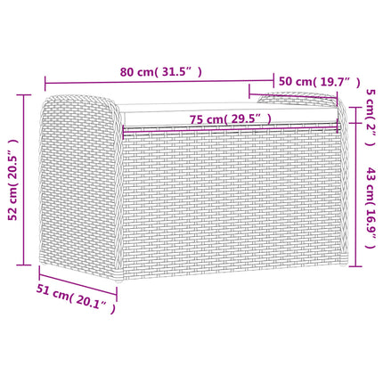 Storage Bench with Cushion Brown 31.5"x20.1"x20.5" Poly Rattan