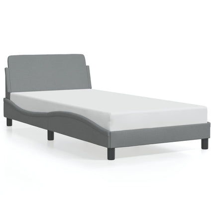 Bed Frame "Dover" Light Gray 39.4"x74.8" Fabric