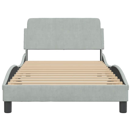Bed Frame "Dover" Light Gray 39.4"x74.8" Velvet