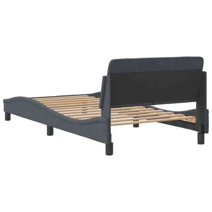 Bed Frame "Dover" Dark Gray 39.4"x74.8" Velvet