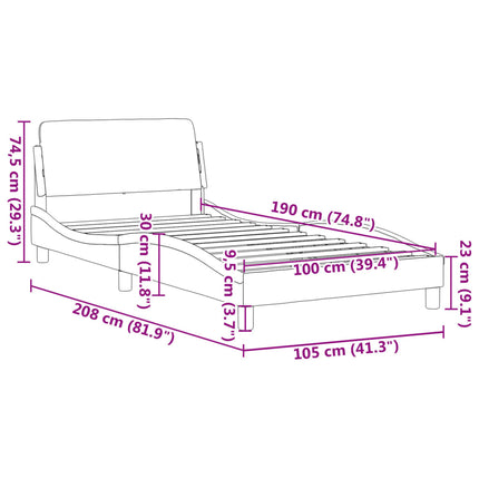Bed Frame "Dover" Black 39.4"x74.8" Faux Leather