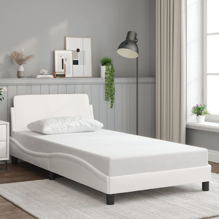 Bed Frame "Dover" White 39.4"x74.8" Faux Leather