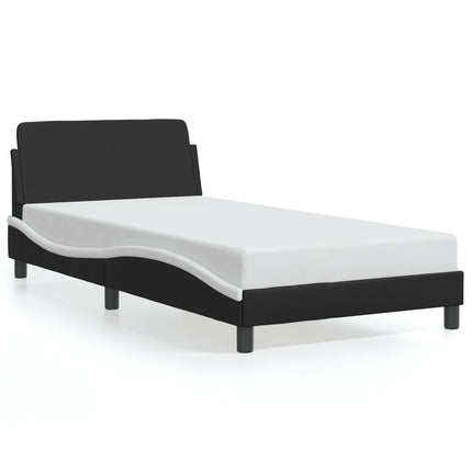 Bed Frame "Dover" Black and White 39.4"x74.8" Faux Leather