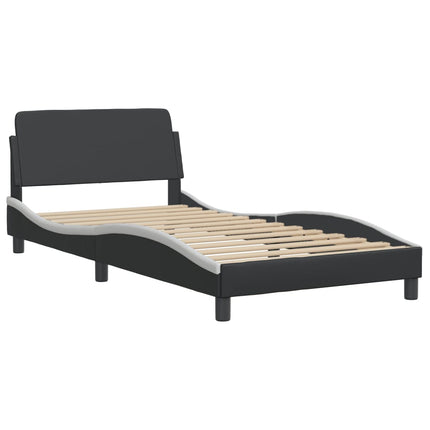 Bed Frame "Dover" Black and White 39.4"x74.8" Faux Leather