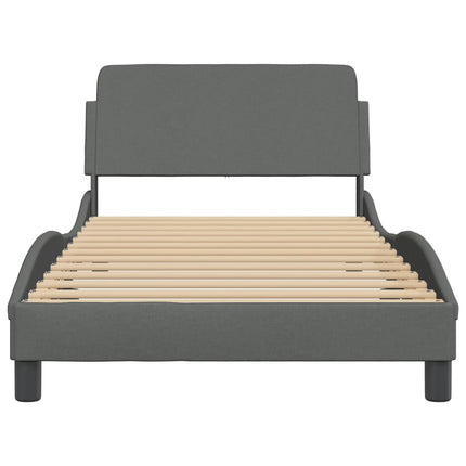 Bed Frame "Dover" Dark Gray 39.4"x79.9" Fabric