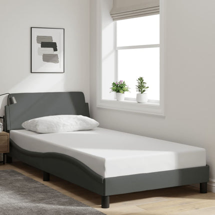 Bed Frame "Dover" Dark Gray 39.4"x79.9" Fabric