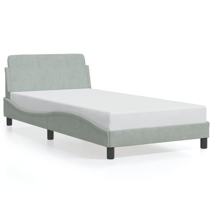 Bed Frame "Dover" Light Gray 39.4"x79.9" Velvet