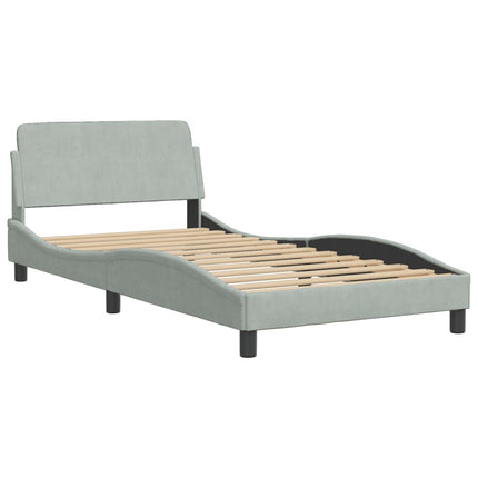 Bed Frame "Dover" Light Gray 39.4"x79.9" Velvet