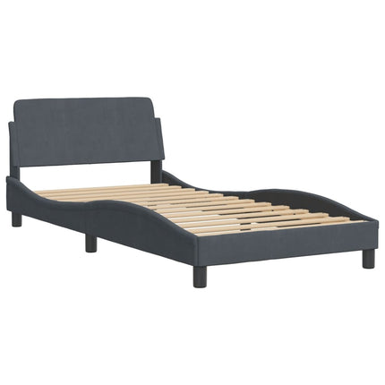 Bed Frame "Dover" Dark Gray 39.4"x79.9" Velvet