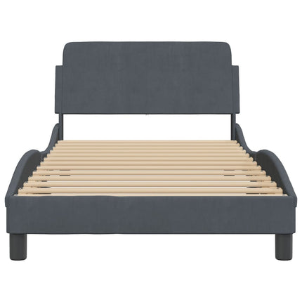 Bed Frame "Dover" Dark Gray 39.4"x79.9" Velvet