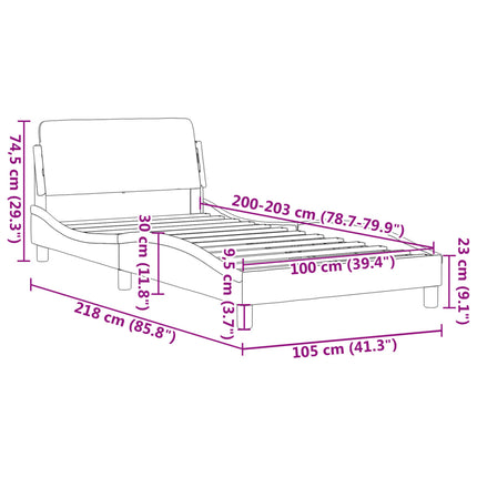 Bed Frame "Dover" Dark Gray 39.4"x79.9" Velvet