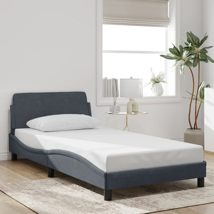 Bed Frame "Dover" Dark Gray 39.4"x79.9" Velvet