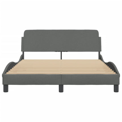 Bed Frame "Dover" Dark Gray 53.9"x74.8" Fabric