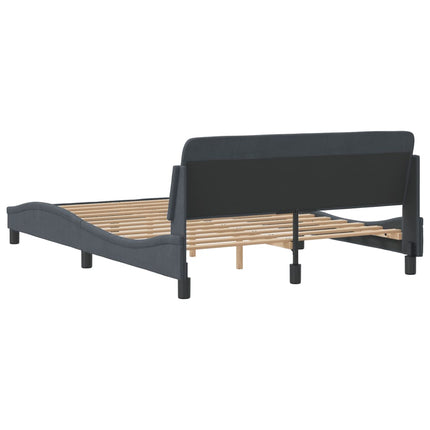 Bed Frame "Dover" Dark Gray 53.9"x74.8" Velvet