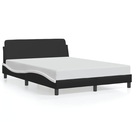 Bed Frame "Dover" Black and White 53.9"x74.8" Faux Leather
