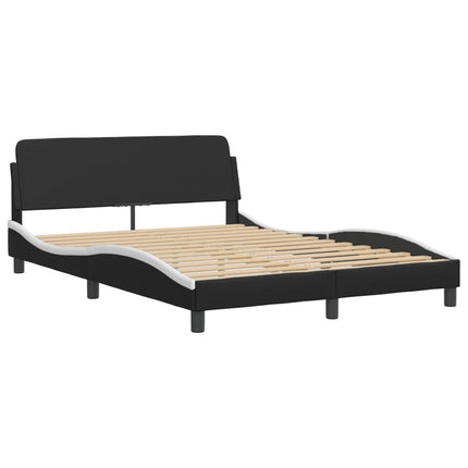 Bed Frame "Dover" Black and White 53.9"x74.8" Faux Leather