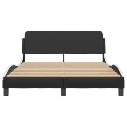 Bed Frame "Dover" Black and White 53.9"x74.8" Faux Leather