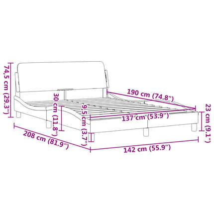 Bed Frame "Dover" Black and White 53.9"x74.8" Faux Leather