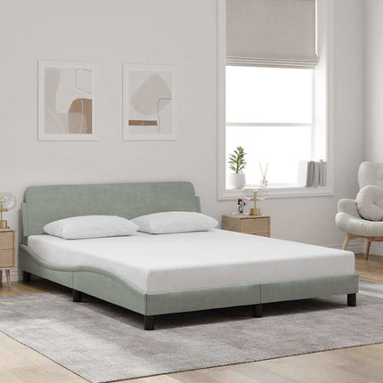 Bed Frame "Dover" Light Gray 59.8"x79.9" Velvet
