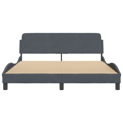 Bed Frame "Dover" Dark Gray 59.8"x79.9" Velvet