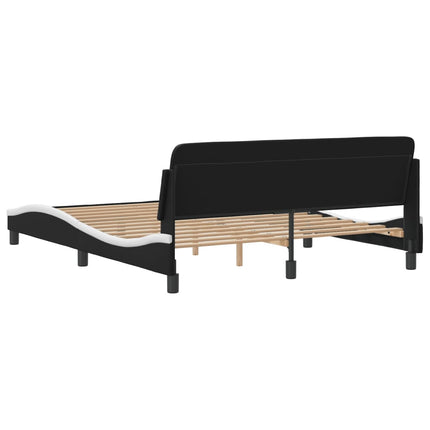 Bed Frame "Dover" Black and White 59.8"x79.9" Faux Leather