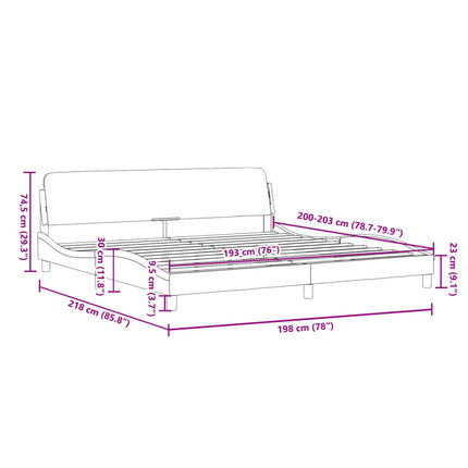 Bed Frame "Dover" Light Gray 76"x79.9" Fabric