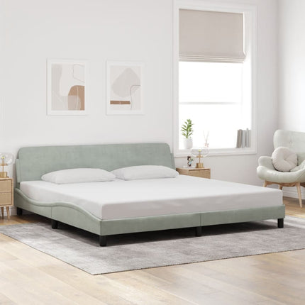 Bed Frame "Dover" Light Gray 76"x79.9" Velvet