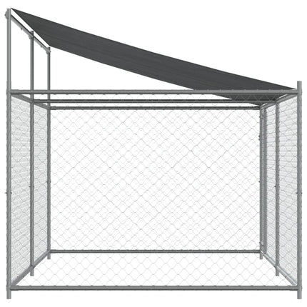 Dog Cage with Roof and Door Gray 13.1'x6.6'x6.6'Galvanized Steel