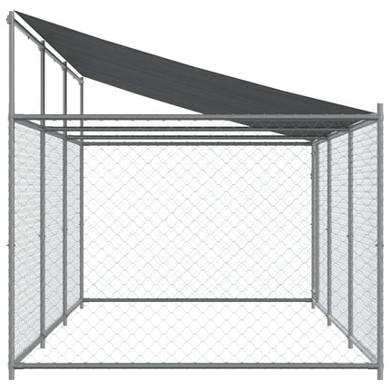 Dog Cage with Roof and Door Gray 19.7'x6.6'x6.6'Galvanized Steel