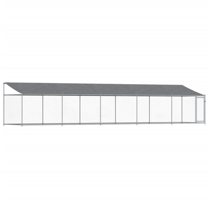 Dog Cage with Roof and Door Gray 32.8'x6.6'x6.6'Galvanized Steel