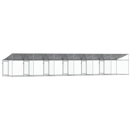 Dog Cage with Roof and Door Gray 32.8'x6.6'x6.6'Galvanized Steel
