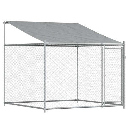 Dog Cage with Roof and Door Gray 32.8'x6.6'x6.6'Galvanized Steel