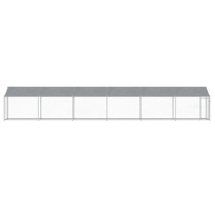 Dog Cage with Roof and Door Gray 39.4'x6.6'x6.6'Galvanized Steel