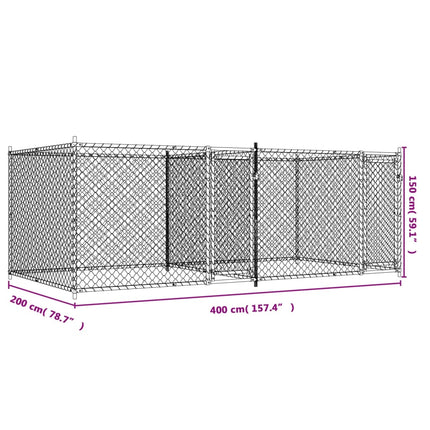 Dog Cage with Doors Gray 13.1'x6.6'x4.9'Galvanized Steel