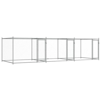 Dog Cage with Doors Gray 19.7'x6.6'x4.9'Galvanized Steel