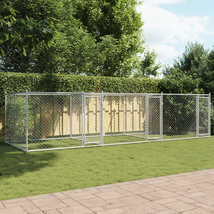 Dog Cage with Doors Gray 19.7'x6.6'x4.9'Galvanized Steel