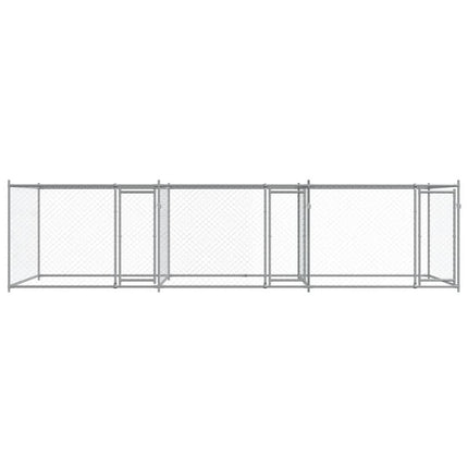 Dog Cage with Doors Gray 19.7'x6.6'x4.9'Galvanized Steel