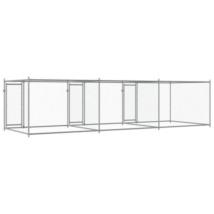 Dog Cage with Doors Gray 19.7'x6.6'x4.9'Galvanized Steel
