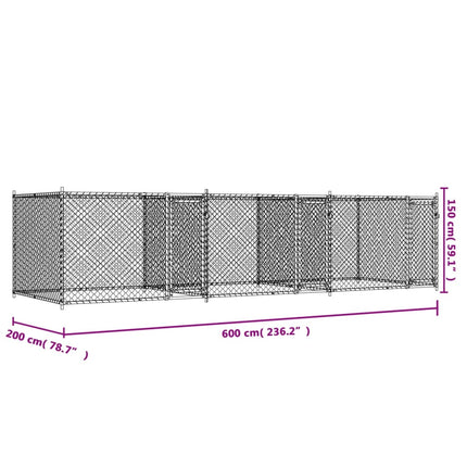 Dog Cage with Doors Gray 19.7'x6.6'x4.9'Galvanized Steel