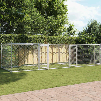 Dog Cage with Doors Gray 19.7'x6.6'x4.9'Galvanized Steel