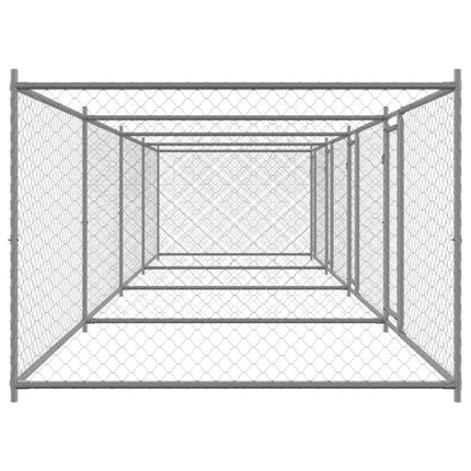 Dog Cage with Doors Gray 26.2'x6.6'x4.9'Galvanized Steel