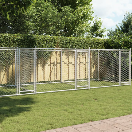 Dog Cage with Doors Gray 26.2'x6.6'x4.9'Galvanized Steel