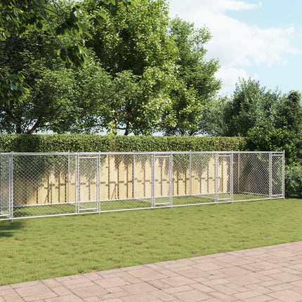Dog Cage with Doors Gray 32.8'x6.6'x4.9'Galvanized Steel