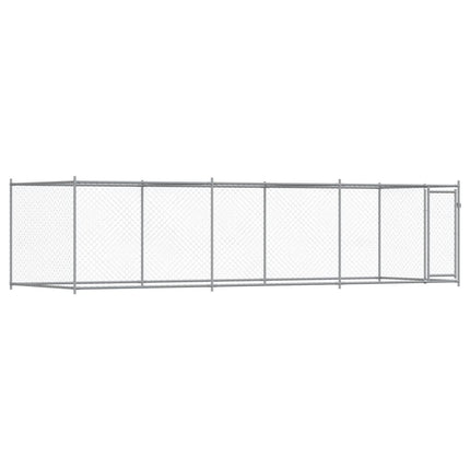 Dog Cage with Door Gray 19.7'x6.6'x4.9'Galvanized Steel