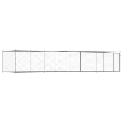 Dog Cage with Door Gray 26.2'x6.6'x4.9'Galvanized Steel